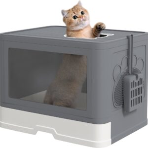 Затворена котешка тоалетна с лопатка