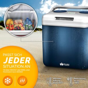 Електрическа хладилна кутия tillvex 32l – 12v/230v, охлаждане и затопляне, синя