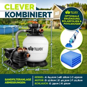 tillvex система за пясъчна филтрация 10 200 л/ч с 800 г филтърни топчета