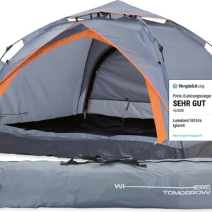 3 местна палатка с двойна врата палатка за трекинг 210x190x110 cm сива