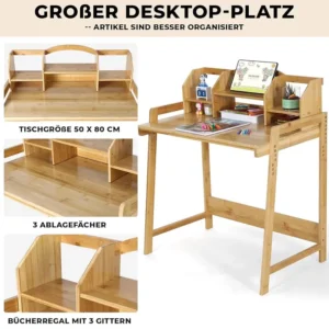 Детско Бамбуково дървено бюро+столче