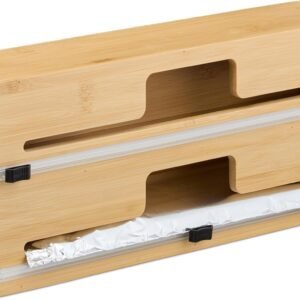 relaxdays Диспенсер за фолио 2 ролки за чекмедже