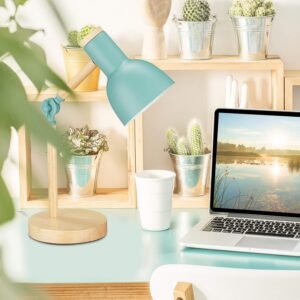 relaxdays Работна настолна лампа, ретро, бюро, регулируема, дърво и метал