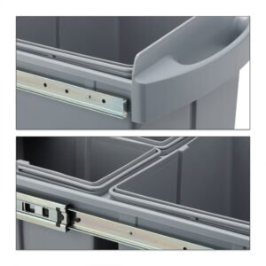 Сива вградена кошница за отпадъци, 3 отделения