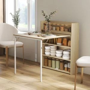 homcom Сгъваема трапезна маса с рафт