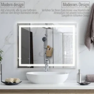 Огледало за баня aquamarin® с led осветление 80 x 60 см